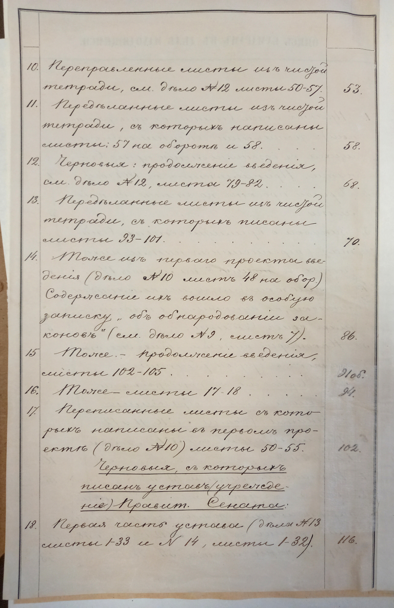 По проекту учреждения Правительствующего и Судебного Сената (черновики) 2